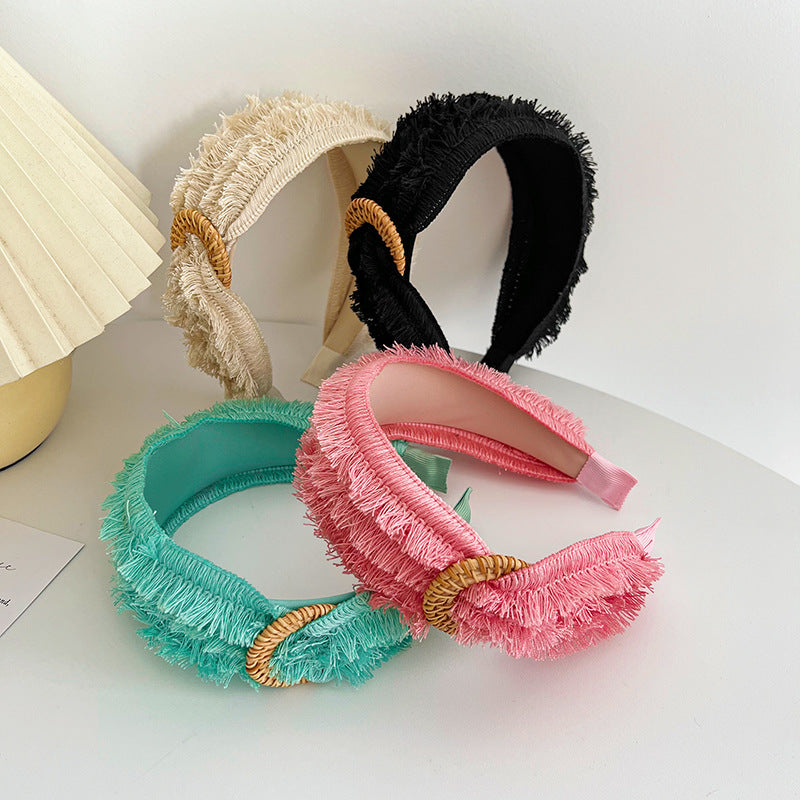 Wholesale Fabric Raw Edge Solid Color Headband