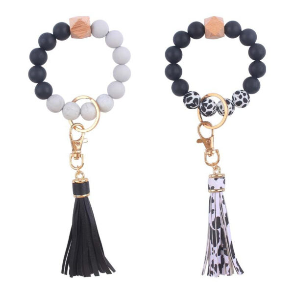 Wholesale Leather PU Tassel Silicone Wrist Keychain