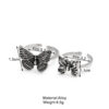 Wholesale Retro Hollow Butterfly Ring 2-piece Alloy Set