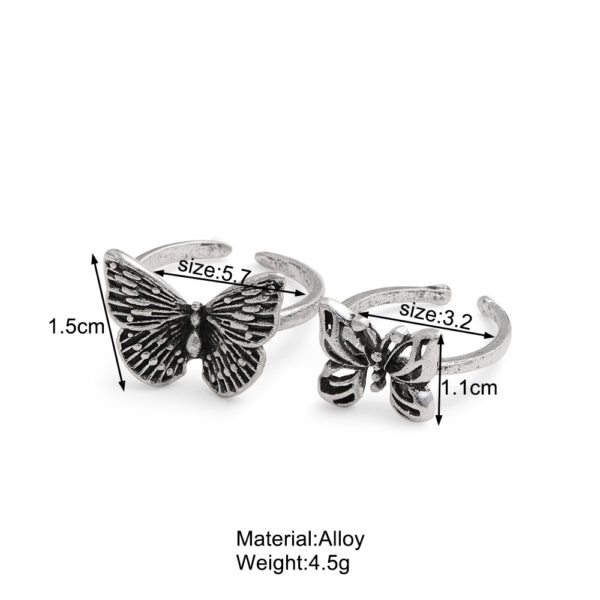 Wholesale Retro Hollow Butterfly Ring 2-piece Alloy Set
