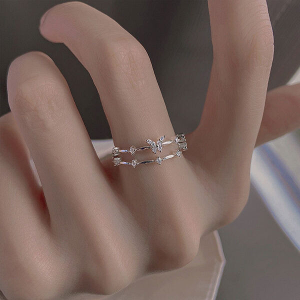 Wholesale Butterfly Double Layer Sterling Silver Rings