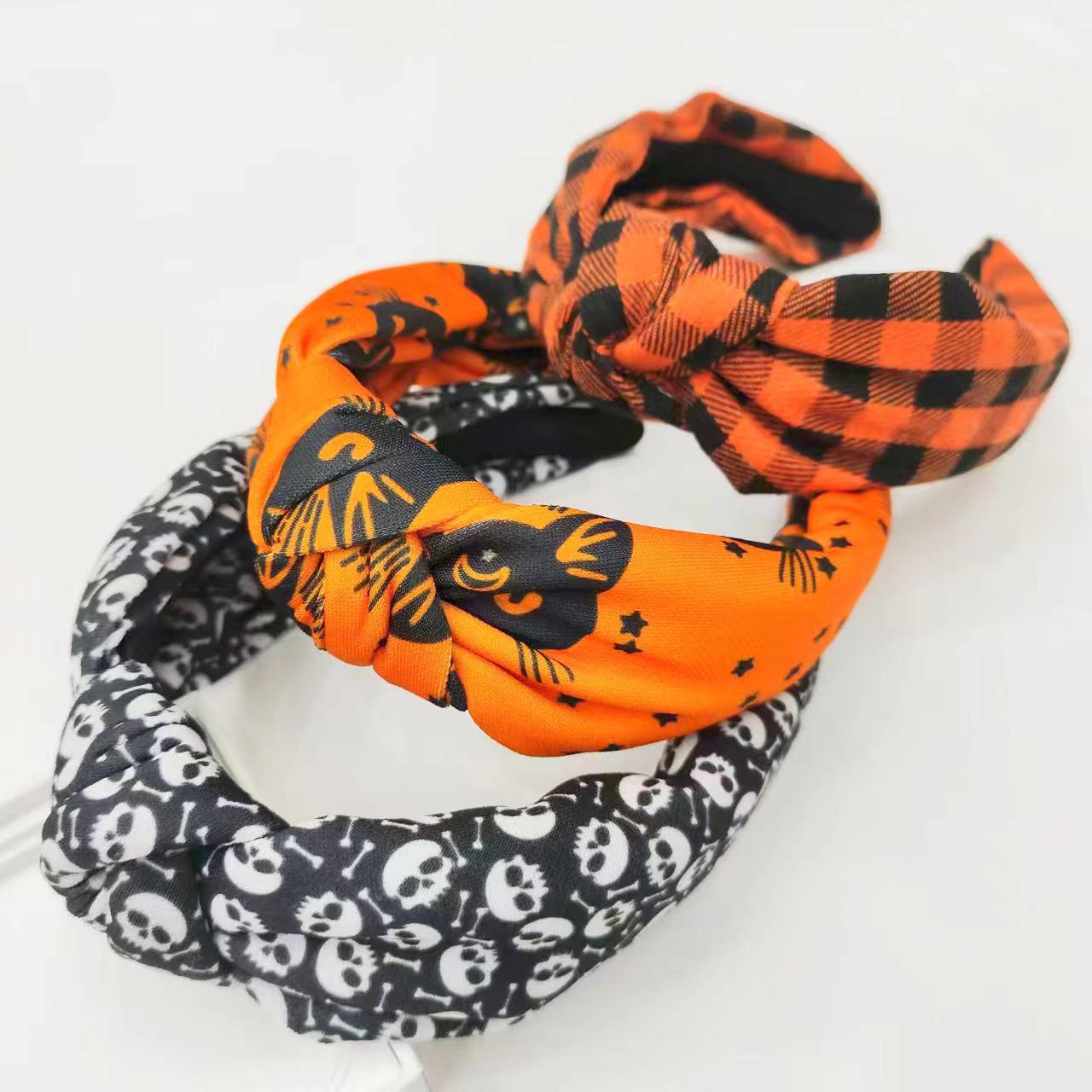 Wholesale Holiday Party Plaid Skull Hair Hoop