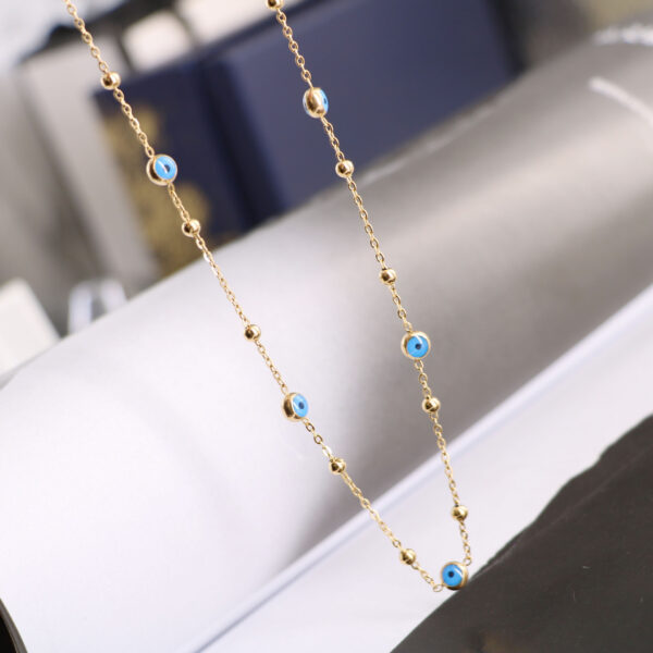 O1CN01Hw4agb1sorYDYW2tX_2209213125814-0-cib Wholesale Devil's Eyes Dark Blue Eyes Small Steel Balls Stitching Titanium Steel Necklaces