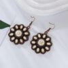 Wholesale Retro Ethnic Style Alloy Inlaid White Turquoise Round Earrings