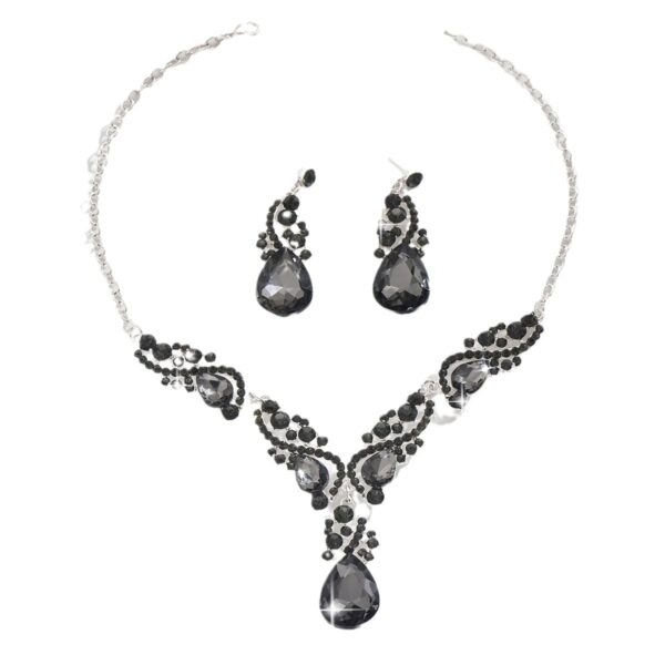 Wholesale Full Diamond Glittering Big Teardrop Retro Earrings Necklace