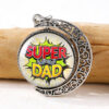 Wholesale Father's Day DAD HERO Time Gemstone Metal Keychain