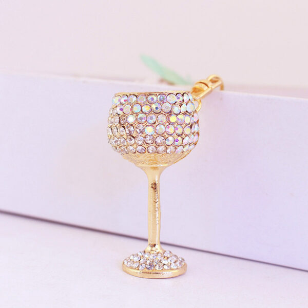 Wholesale Zinc Alloy Diamond Crystal Wine Glass Key Chain