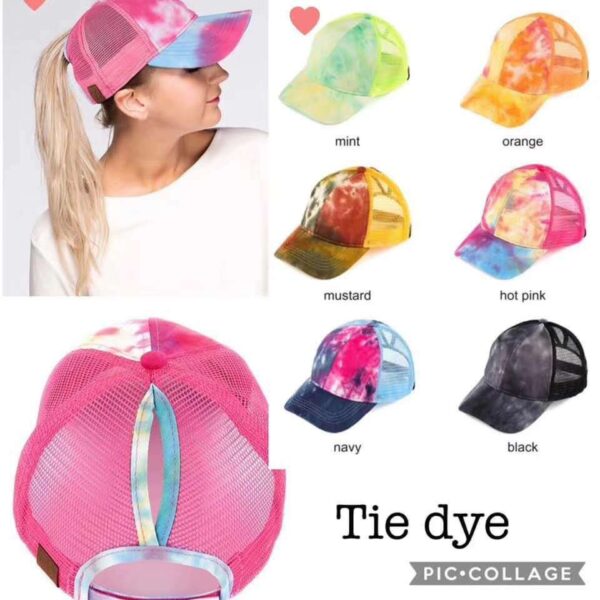 Wholesale Acid Wash Tie Dye Ponytail Baseball Cap