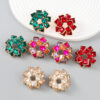 Wholesale Multi-layered Square Rhinestone Pinwheel-shaped Alloy Diamond Earrings