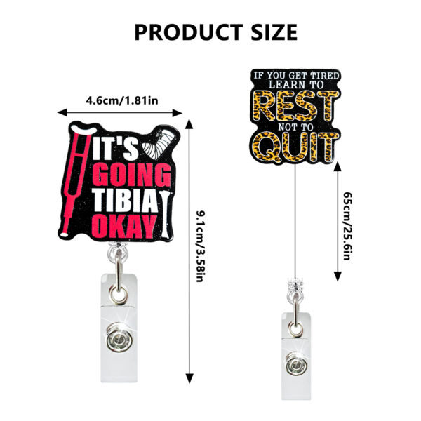 Wholesale Glitter Acrylic Bone Medical Rotating Retractable Badge