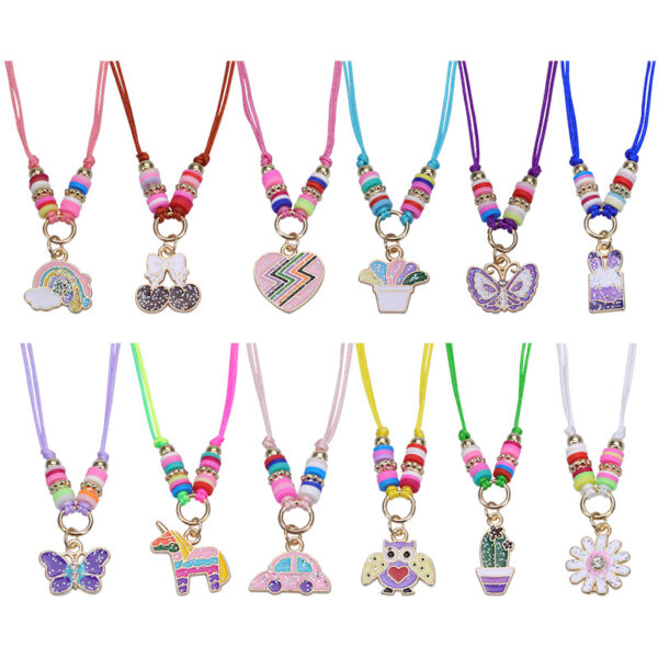 O1CN01I1kz1w2638rBsjLWP_2203446167605-0-cib Wholesale Alloy Butterfly Rainbow Flower Shape Polymer Clay Children's Bracelet Necklace