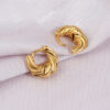Wholesale Titanium Steel Wavy Shaped Earrings Fashionable 18K Gold Plated Stainless Steel Earrings