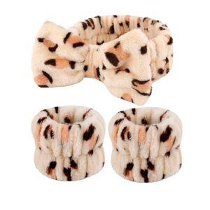 Beige leopard print 3-piece set (the wrist is hand-stitched