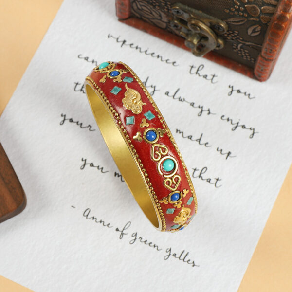 Wholesale Tibetan Nepalese Vintage Turquoise Brass Bracelet