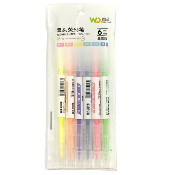 Wholesale Plastic 6-color Set Double-ended Highlighter