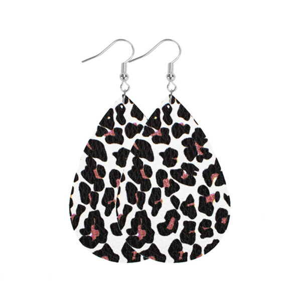 Wholesale Western Style Leopard Print Cow Print Leather Double Sided Print Earrings