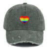 Wholesale Cotton Rainbow Heart Embroidery Baseball Cap