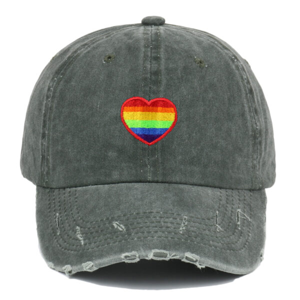 Wholesale Cotton Rainbow Heart Embroidery Baseball Cap