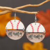 Wholesale Mother's Day Basketball Wooden Round Earrings
