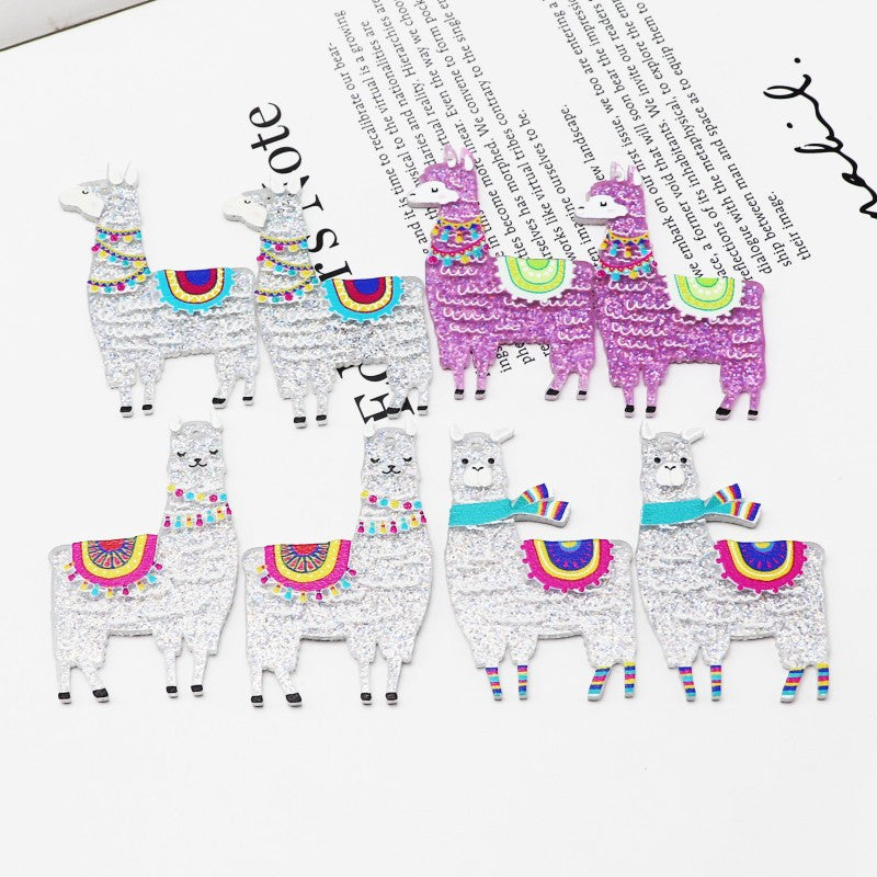 Wholesale Creative Glitter Cute Alpaca Aessories FlatBack