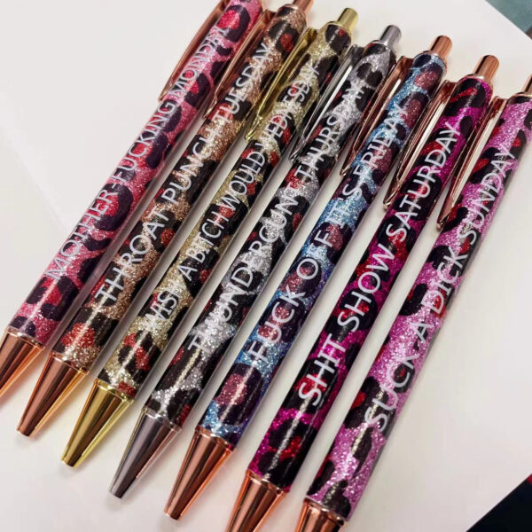 O1CN01I6uWd41QcDMdu9yRp_3880241996-0-cib Wholesale Pens Funny Pens Leopard Print Metal Press Ball Pen Set