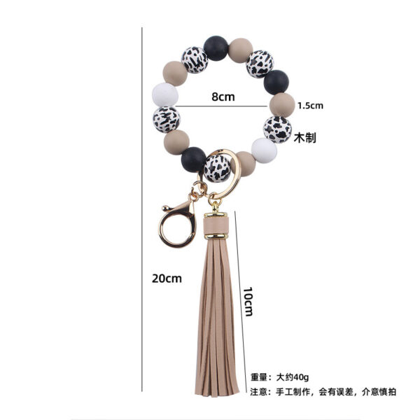 Wholesale Leather Tassel Silicone Beads Wooden Beads Bracelet Keychain