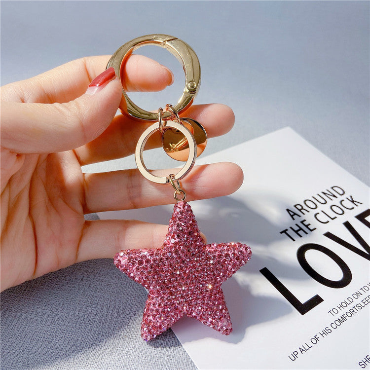 Wholesale Clay Full Diamond Five-inted Star Key Chain