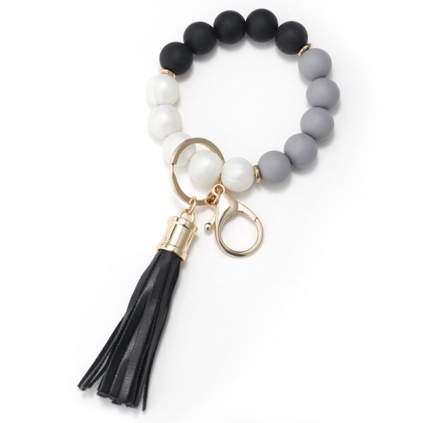Wholesale Silicone Beaded Tassel Wrist Keychain