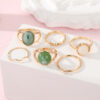 Wholesale Alloy Inlaid Green Jade Ring Set
