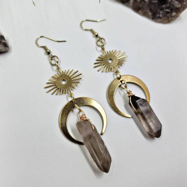 Wholesale Sun Moon Natural Crystal Alloy Earrings