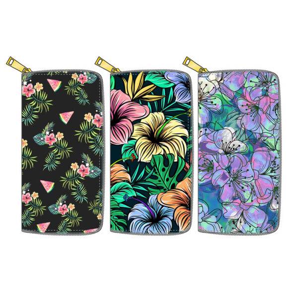 Wholesale Flower PU Long Zipper Wallet