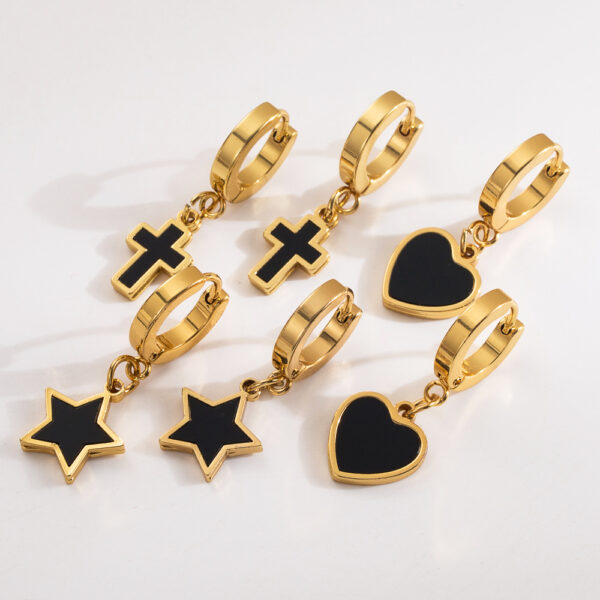Wholesale Stainless Steel Pentagram Love Cross Earrings
