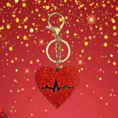 Wholesale Sparkling Pink Love Shaped Acrylic Keychains