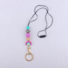 Wholesale Cartoon Rainbow Silicone Bead Hanging Rope Identification Necklace Keychain