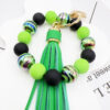 Wholesale UV Plating Colorful Zebra Stripe Handmade Acrylic Beaded Wrist Keychain