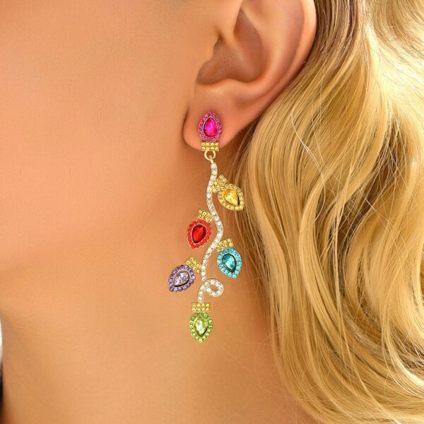 Wholesale Long Colorful Drop Crystal Christmas Light Bulb Earrings