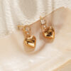 Wholesale Love S925 Silver Needle Inlaid Zircon Gold Plated Earrings