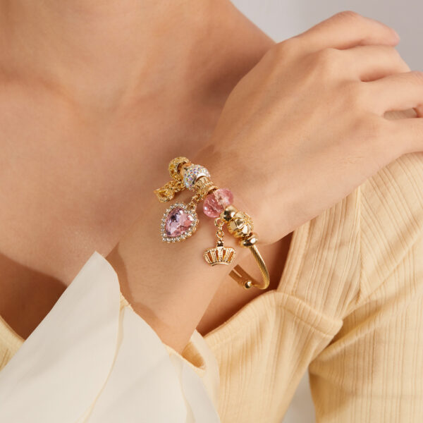 Wholesale Valentine's Day Crown Love Zircon Stainless Steel Bracelet