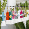 Wholesale Braided Cactus Bohemian Flower Tassel Cotton Rope Keychain