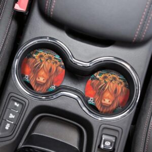 D [2 Pack]] / Highland Cow Coaster