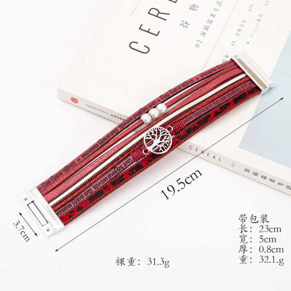 Wholesale Hand Woven Leather Hollow Tree of Life Multilayer Bracelet