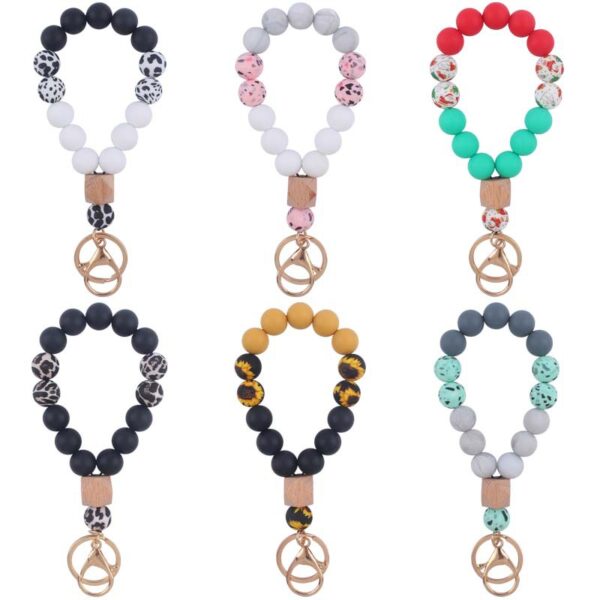 Wholesale Hand Silicone Beads Wrist Keychain