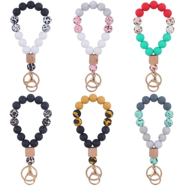 Wholesale Hand Silicone Beads Wrist Keychain