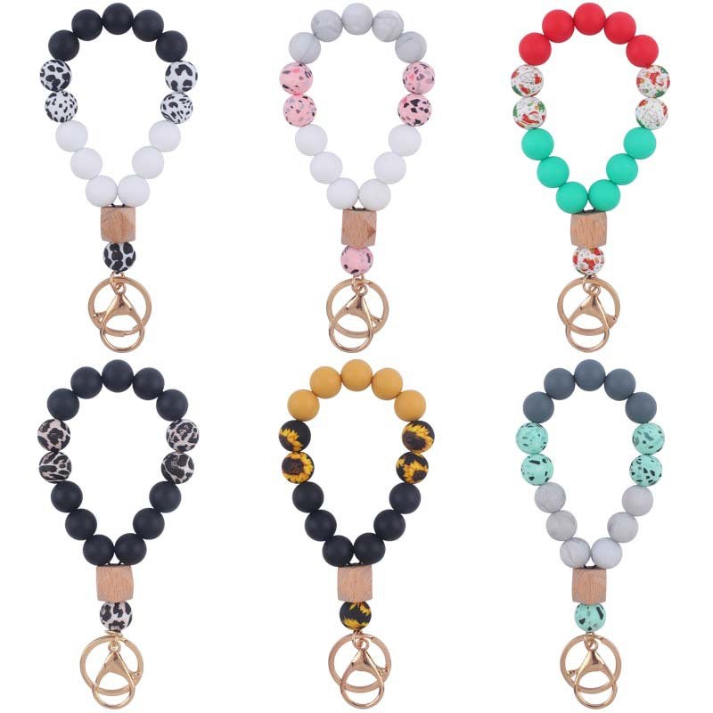 Wholesale Hand Silicone Beads Wrist Keychain