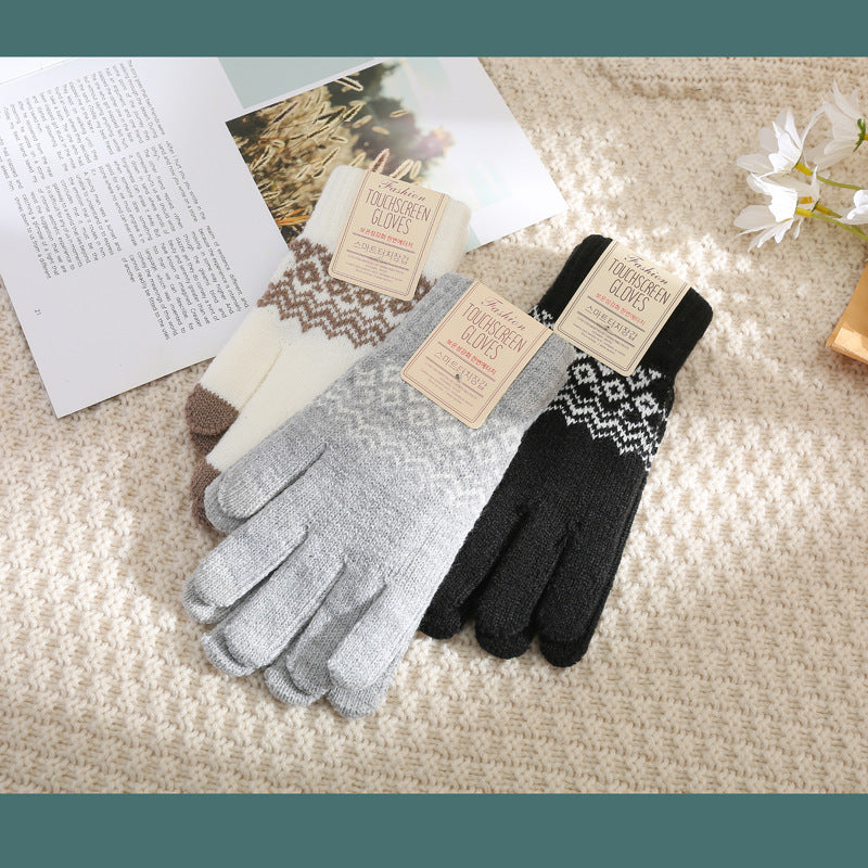Wholesale Winter Imitation Cashmere Wave Touch Screen Gloves
