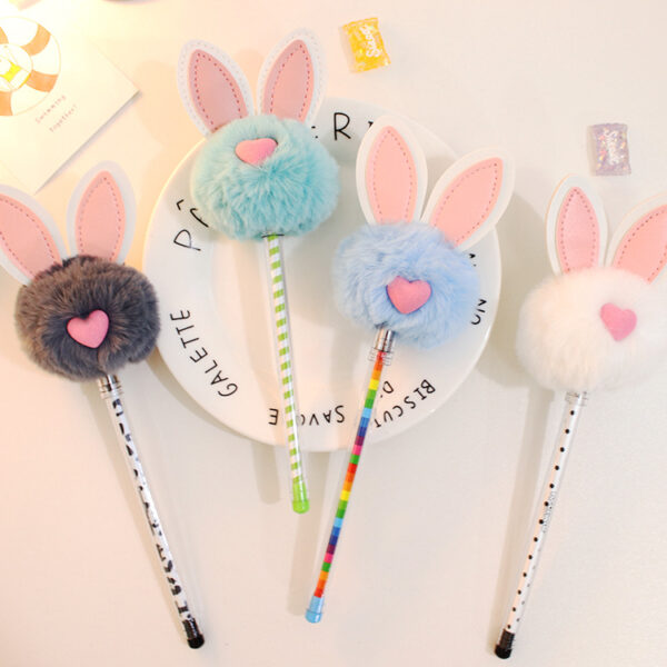 Wholesale Rabbit Fur Ball Plastic Pens
