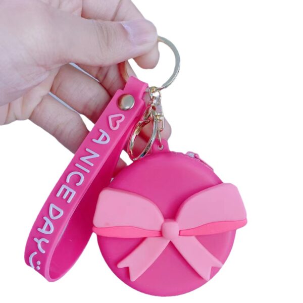 Wholesale Soft Rubber Pink Bow Coin Purse Keychain