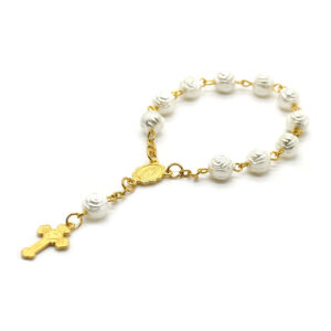 Wholesale Pearl Rose Sacred Heart Baptism Beads Rosary Bracelet