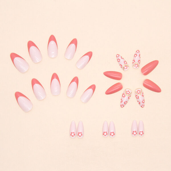 Wholesale Resin Small Flower Almond Manicure 24 Pieces Box