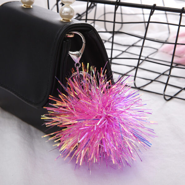 Wholesale 9cm Colored Plastic Shiny Silk Ball Keychain